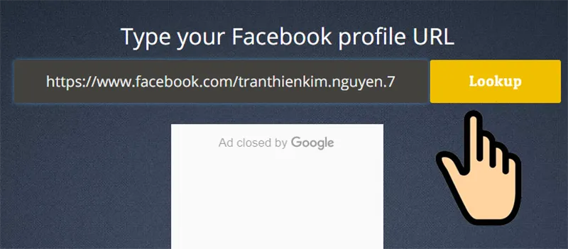 Dán đường link Facebook vào công cụ Lookup-ID và nhấn Lookup