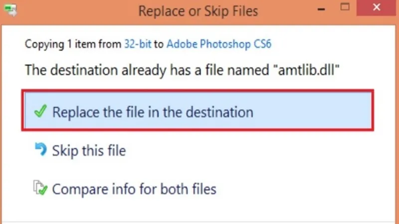 Dán và thay thế file Amtlib.dll vào thư mục cài đặt Photoshop CS6