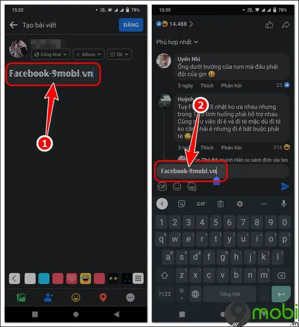 Dán văn bản đã thay đổi font chữ vào bài đăng trên Facebook