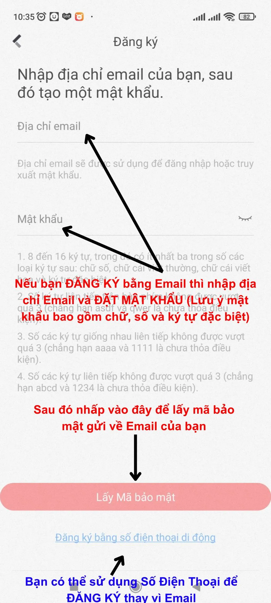 Đăng ký tài khoản Hik-Connect bằng email và yêu cầu mã bảo mật