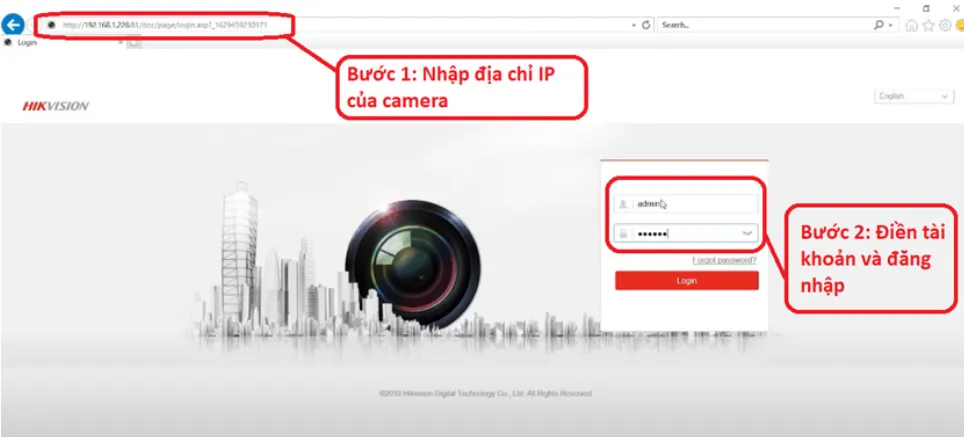 Đăng nhập vào đầu ghi hình (DVR/NVR) bằng địa chỉ IP trên trình duyệt