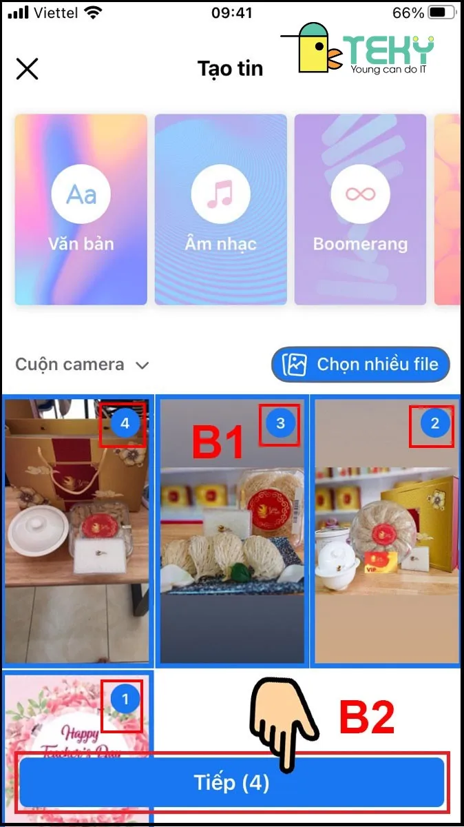 Đánh dấu và chọn nhiều ảnh cần đăng lên Story Facebook