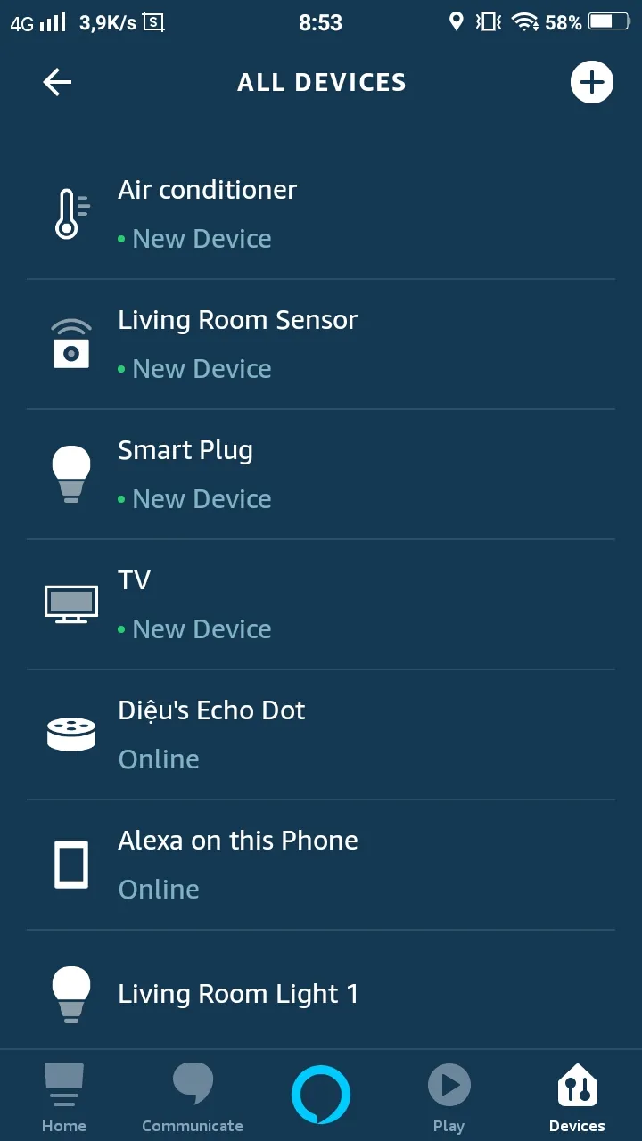 Danh sách thiết bị BroadLink đã được Alexa tìm thấy