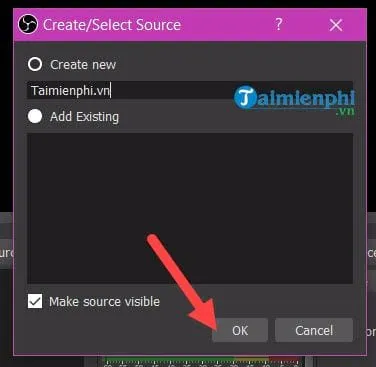 Đặt tên cho nguồn Media Source mới