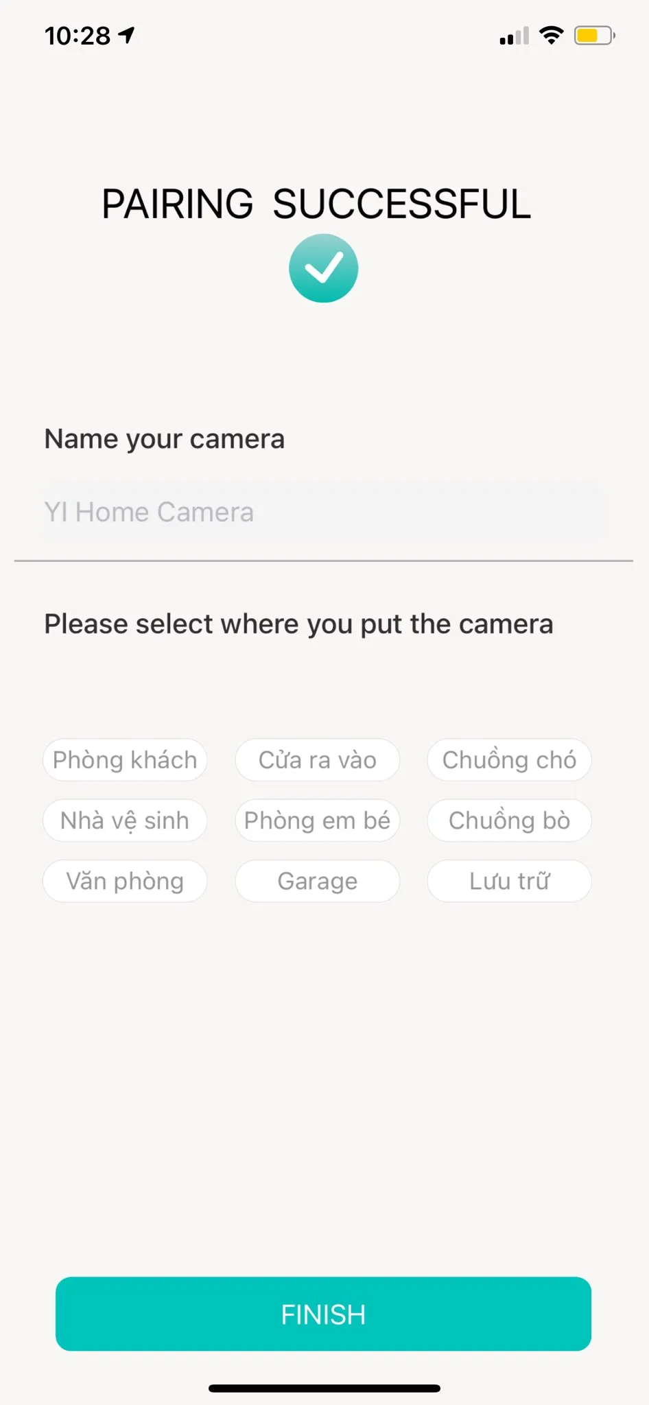 Đặt tên và hoàn tất quy trình cài đặt thiết bị camera giám sát Yi Home