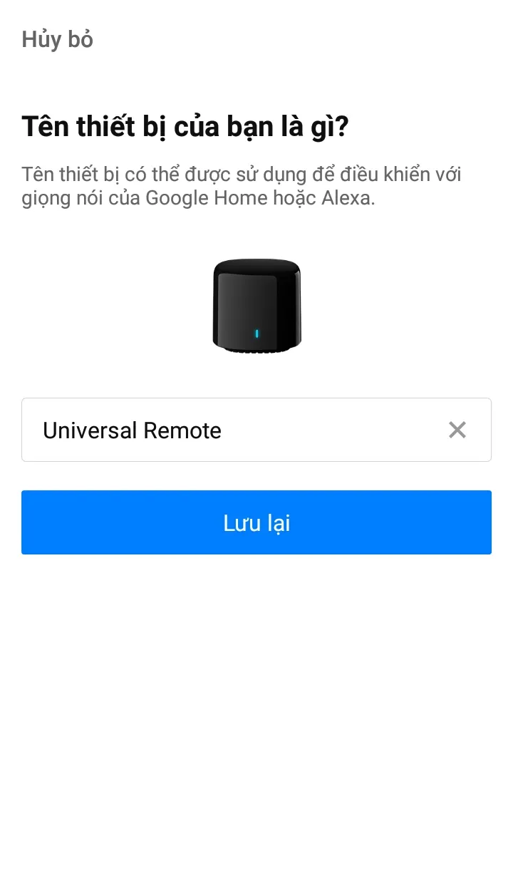 Đặt tên và lưu lại cho thiết bị BroadLink