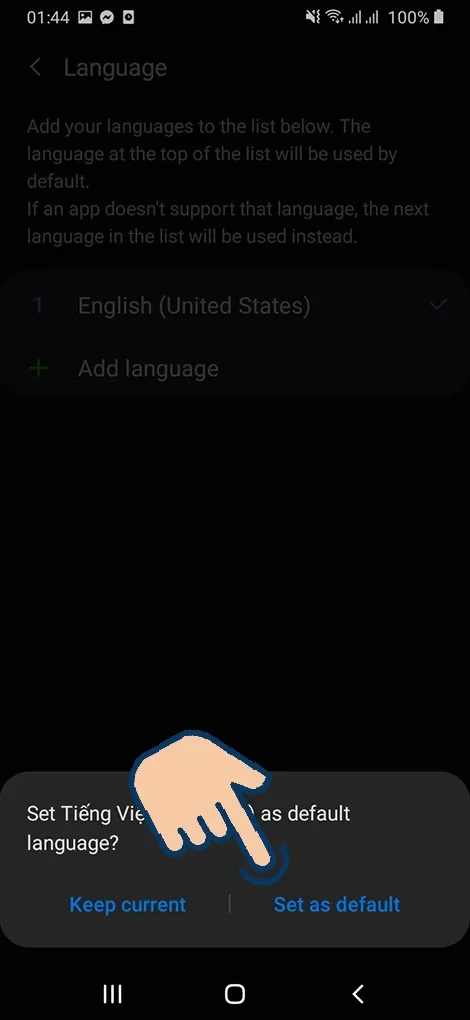 Đặt tiếng Việt làm ngôn ngữ mặc định trong Cài đặt Android