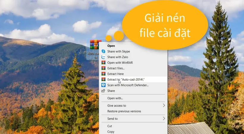 Đầu tiên, giải nén File AutoCAD 2014