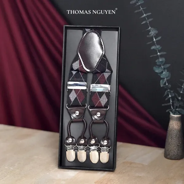 Dây đai chữ Y kẻ sọc, phù hợp với phong cách smart-casual