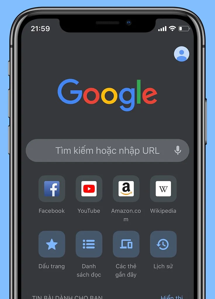 Đây là giao diện chính của Google Chrome