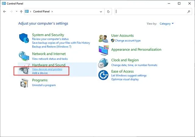 Để kiểm tra quá trình cài đặt thành công chưa thì các bạn vào Control panel và vào View devices and printers