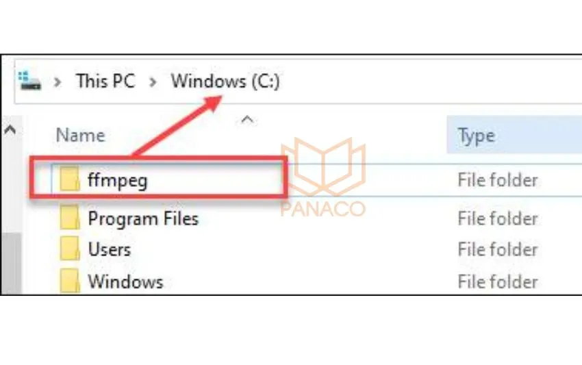 Di chuyển thư mục FFmpeg vào ổ đĩa gốc C: để thiết lập Path hệ thống
