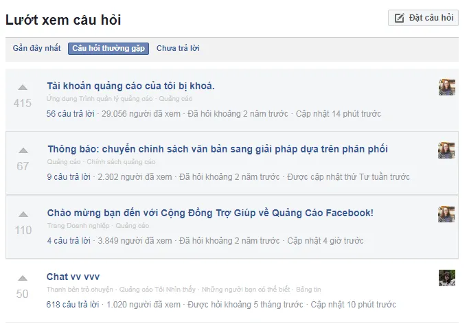 Diễn đàn cộng đồng trợ giúp của Facebook, một cách liên hệ gián tiếp với đội ngũ support