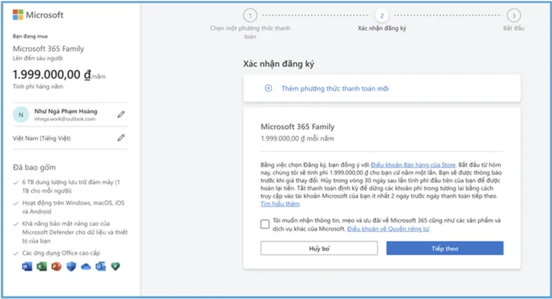 Điền thông tin thanh toán để hoàn tất đăng ký và cài đặt powerpoint