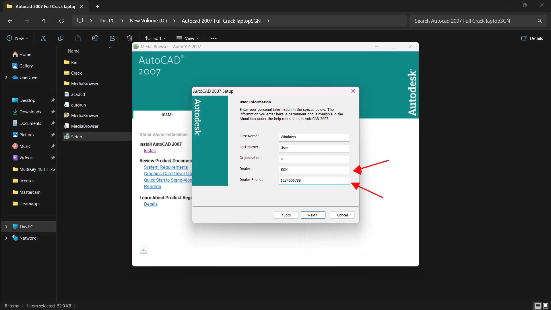 Điền thông tin vào các mục Dealer và Dealer Phone bất kỳ, sau đó nhấn Next