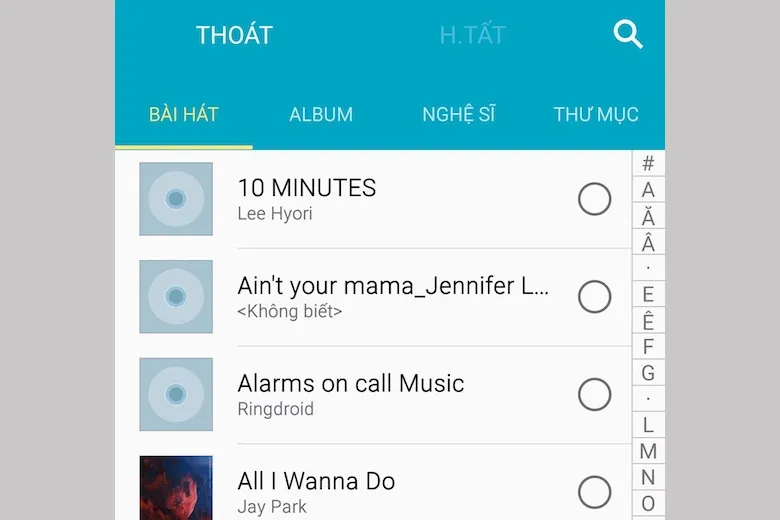 Điều hướng đến thư mục chứa bài hát muốn cài làm nhạc chuông Samsung