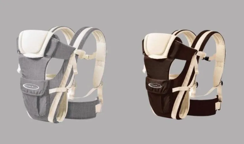 Địu em bé Gluck baby 4 trong 1, minh họa tư thế địu úp mặt vào ngực