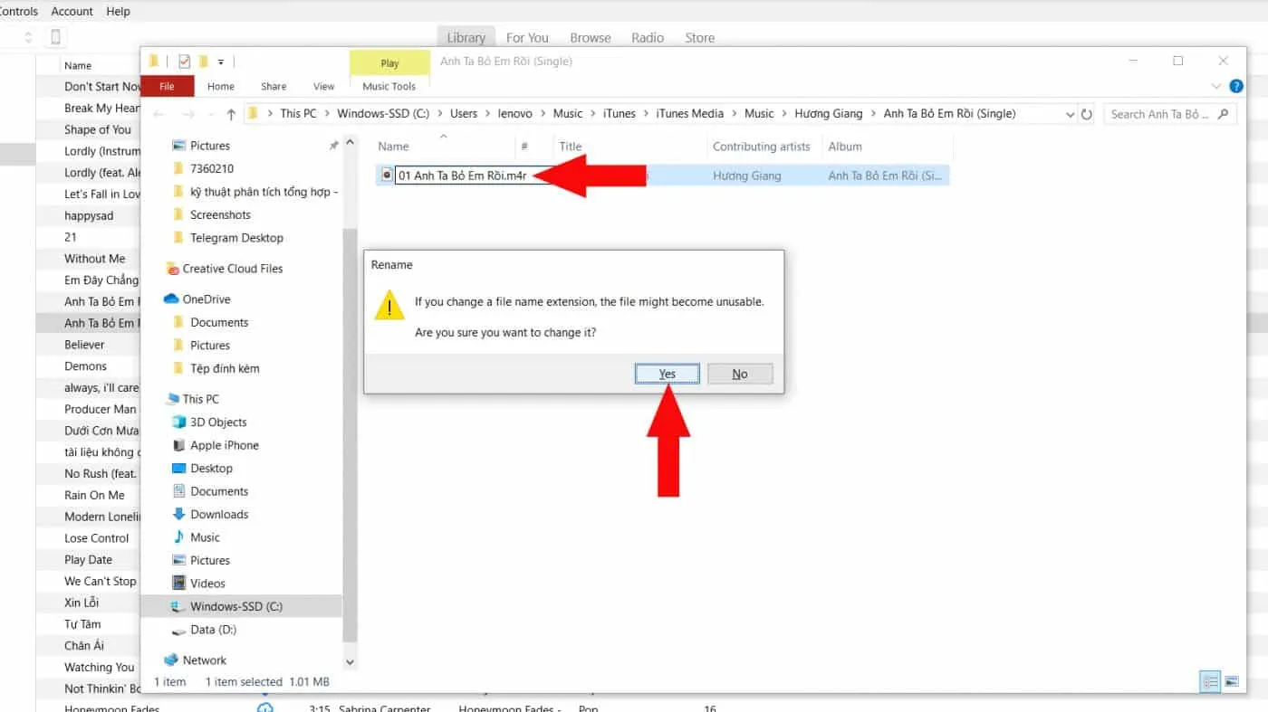 Đổi đuôi file nhạc chuông itel từ m4a sang m4r