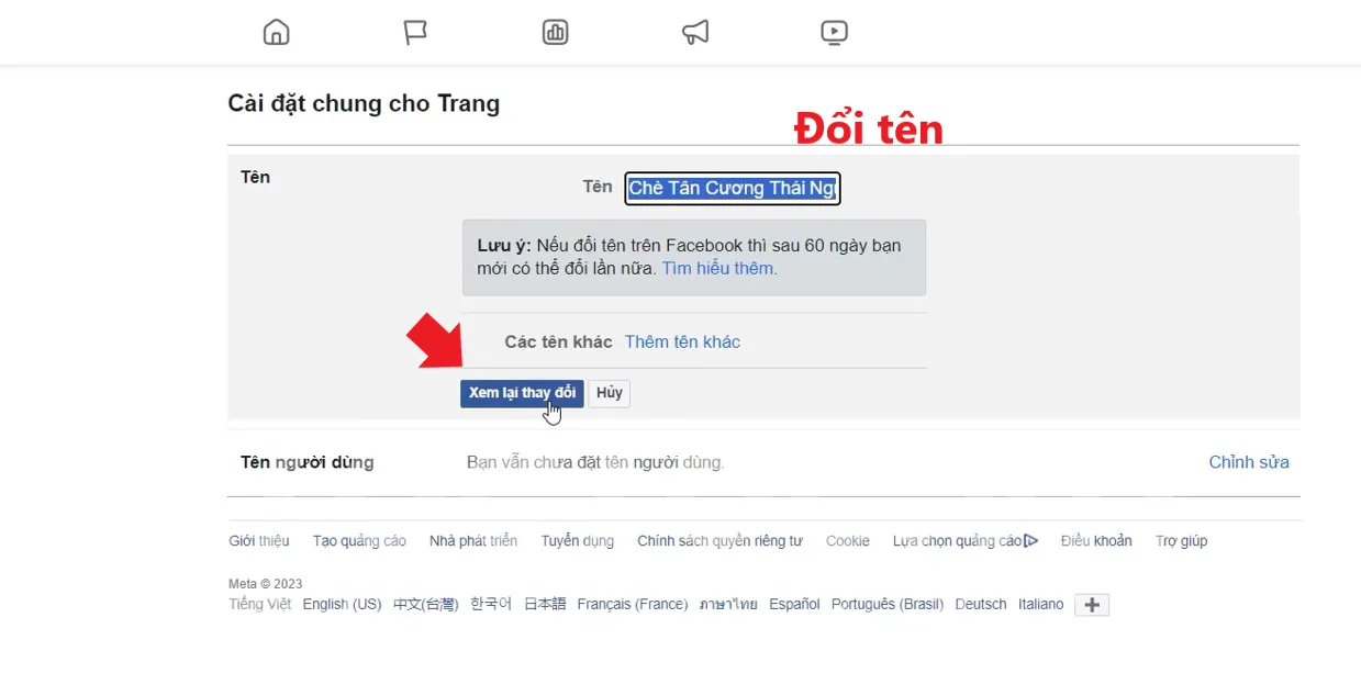 Đổi tên sau đó xem lại thay đổi để xác nhận đổi tên