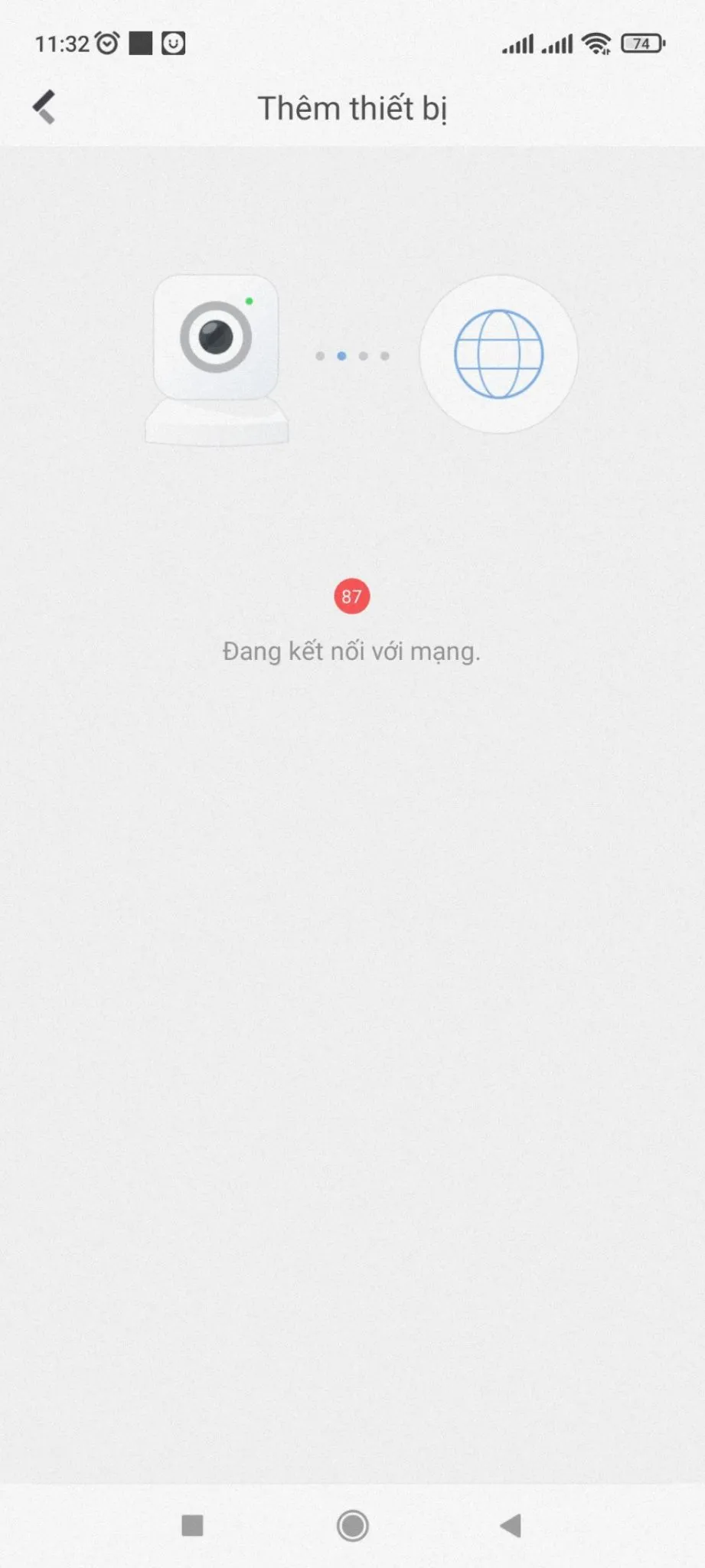 Đồng hồ đếm ngược thời gian kết nối thiết bị khi cài đặt Hik-Connect