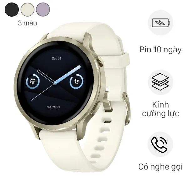Đồng hồ thông minh Garmin Venu 4 41mm dây silicone màu trắng