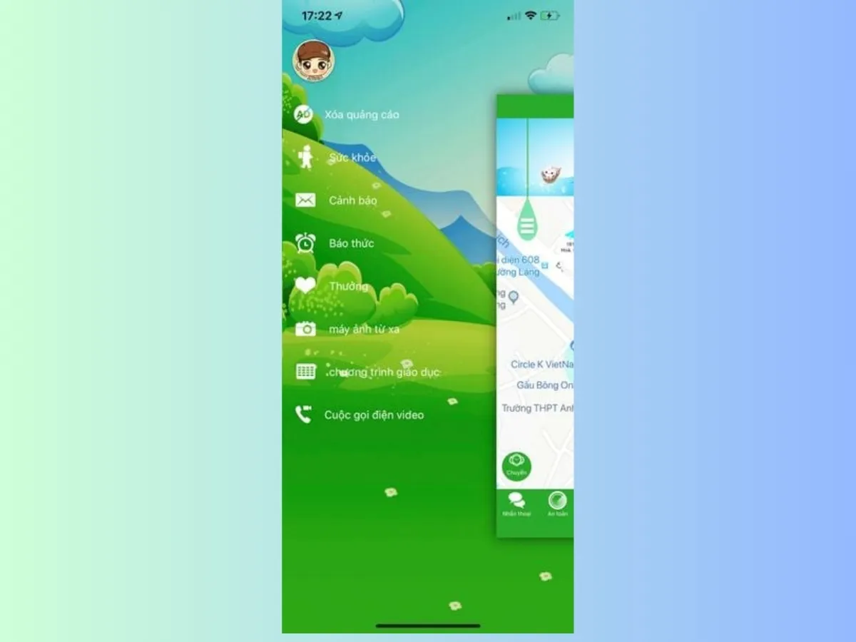 Đồng hồ thông minh hiển thị các tính năng khác như báo thức và vùng an toàn