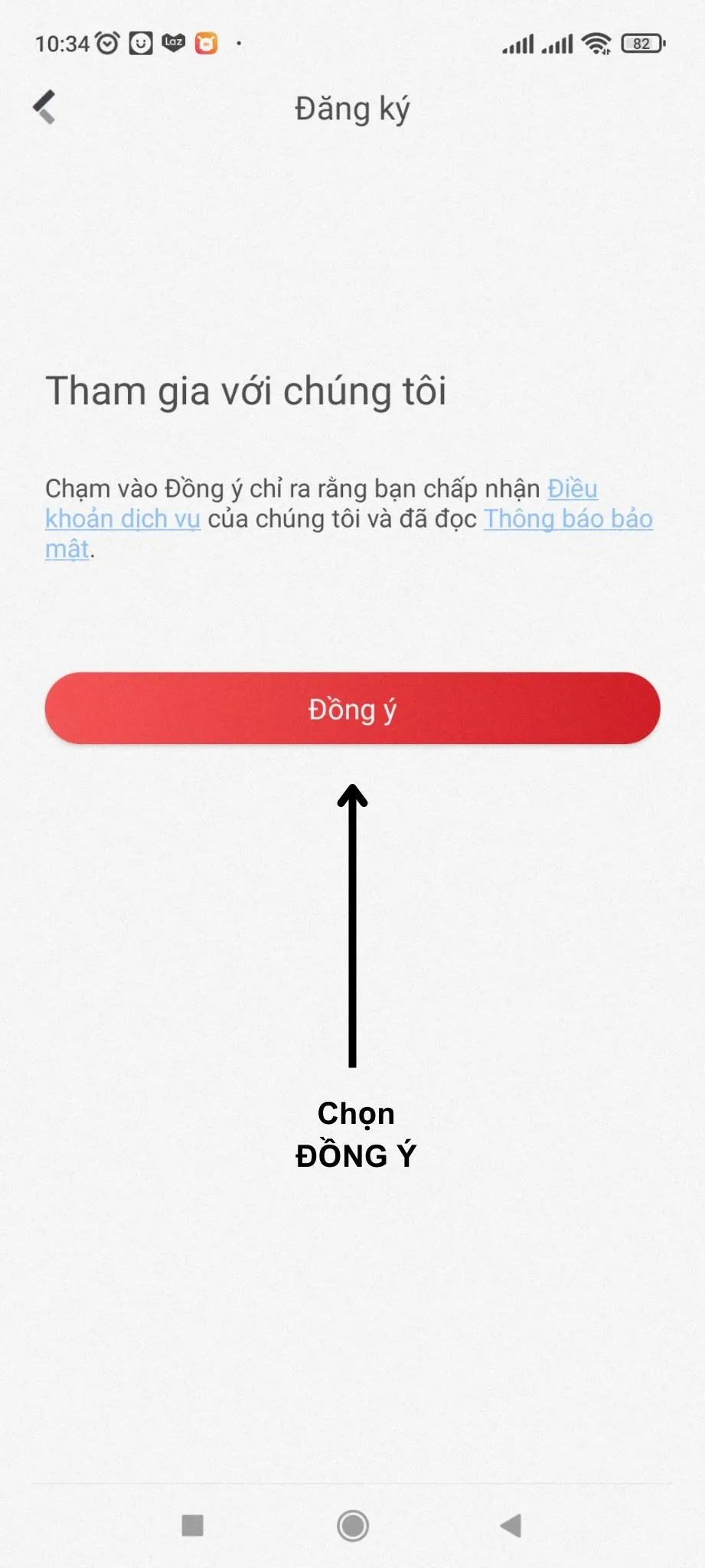 Đồng ý với điều khoản sử dụng khi đăng ký tài khoản Hik-Connect mới