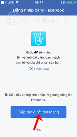 Dùng tài khoản Facebook