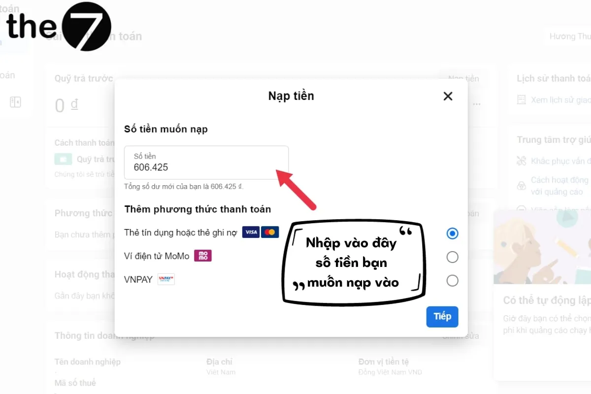 Facebook không giới hạn tối đa số tiền mà bạn nạp vào tài khoản quảng cáo