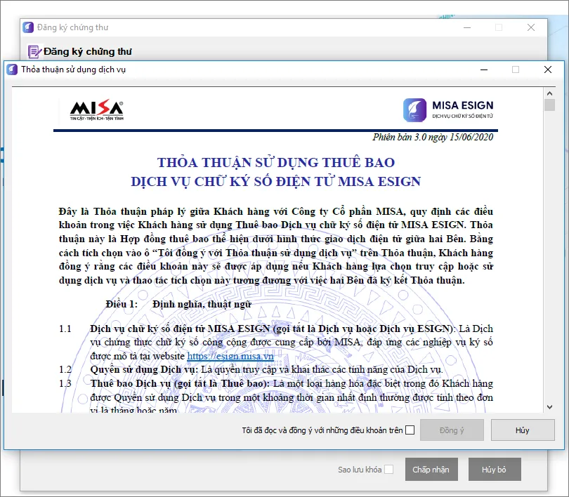 File Thỏa thuận sử dụng thuê bao dịch vụ chữ ký số điện tử MISA eSign