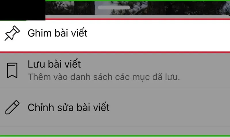 ghim bài viết trên trang cá nhân facebook bằng điện thoại