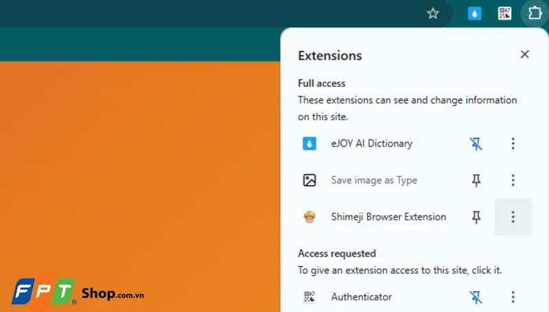 Ghim biểu tượng Shimeji vào thanh công cụ trình duyệt