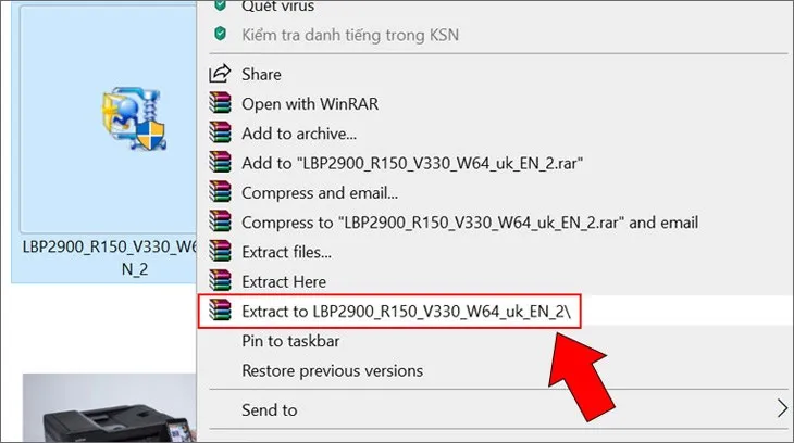 Giải nén file driver để tiến hành cài đặt máy in