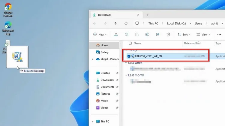Giải nén file driver máy in Canon LBP 6030 đã tải về