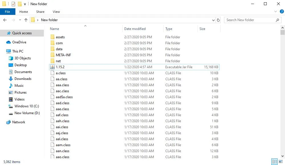 Giải nén file .jar của phiên bản Minecraft để tùy chỉnh resource pack