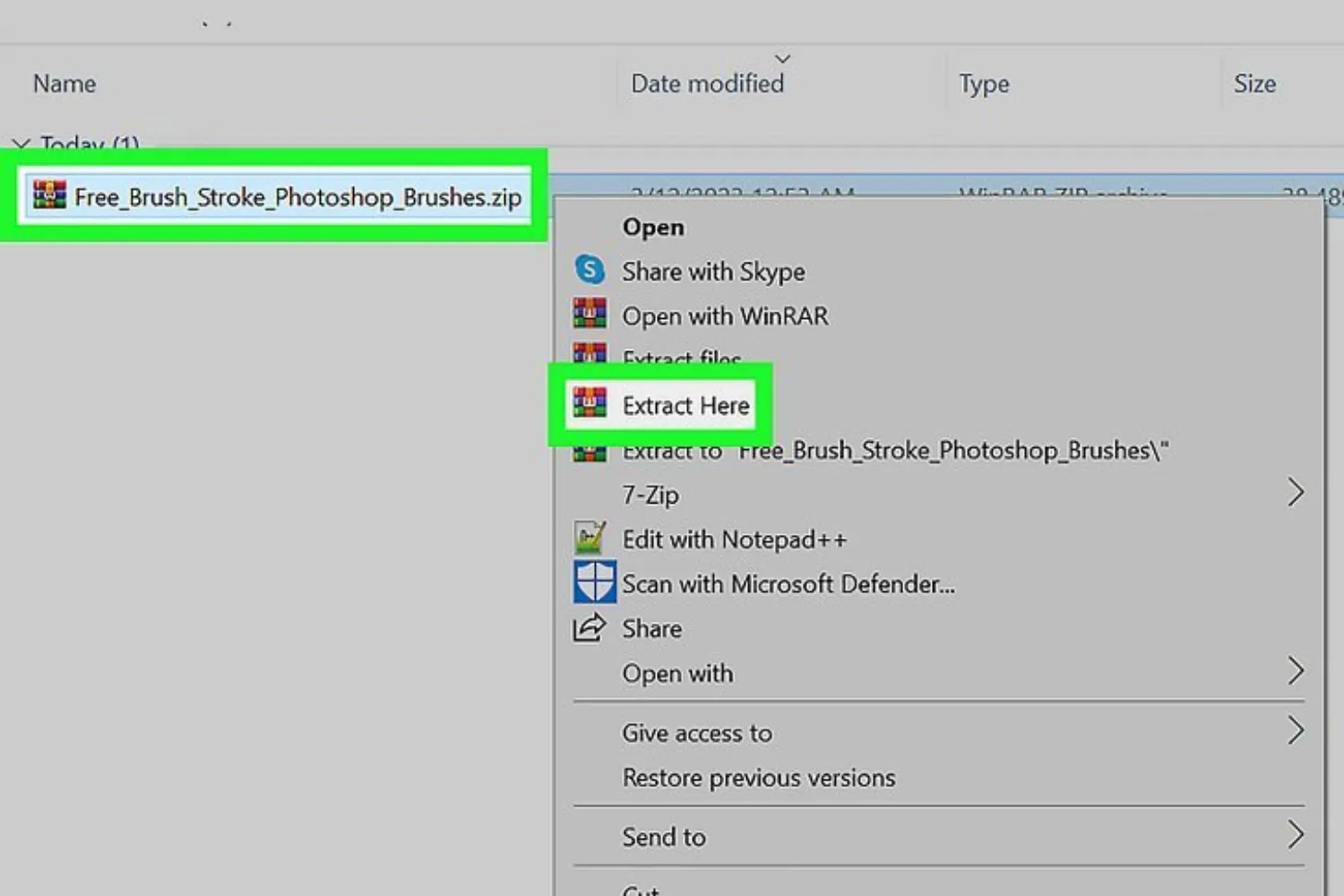 Giải nén file plugin bằng cách nhấp chuột phải và chọn Extract Here