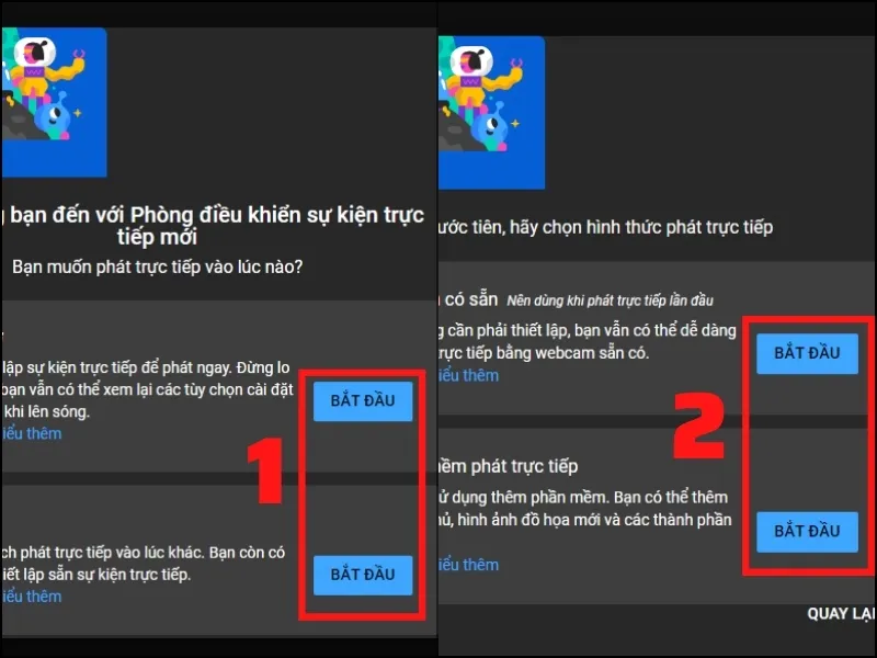 Giao diện cài đặt điều khiển cho buổi live stream màn hình điện thoại trên YouTube.