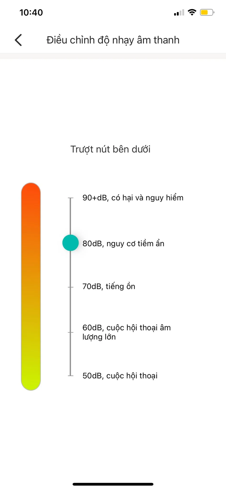 Giao diện cài đặt tính năng phát hiện cảnh báo thông minh của camera Yi Home