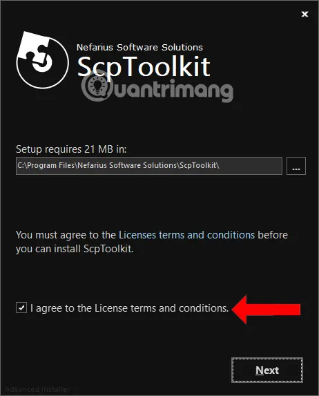 Giao diện chấp nhận điều khoản cài đặt phần mềm hỗ trợ tay cầm PS3 ScpToolkit