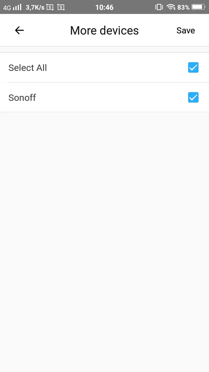 Giao diện chia sẻ quyền điều khiển thiết bị Sonoff cho người dùng khác