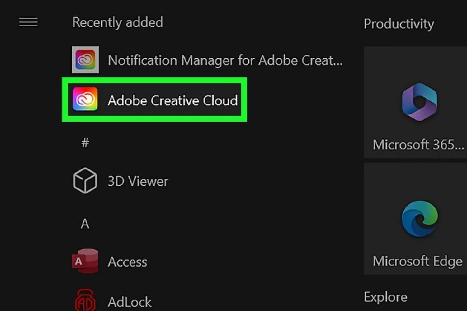 Giao diện chính của ứng dụng Creative Cloud