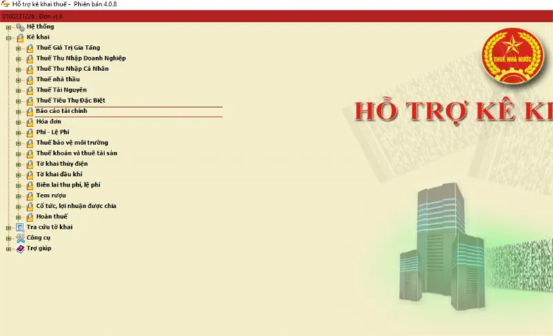 Giao diện chính và các chức năng của phần mềm kê khai thuế HTKK