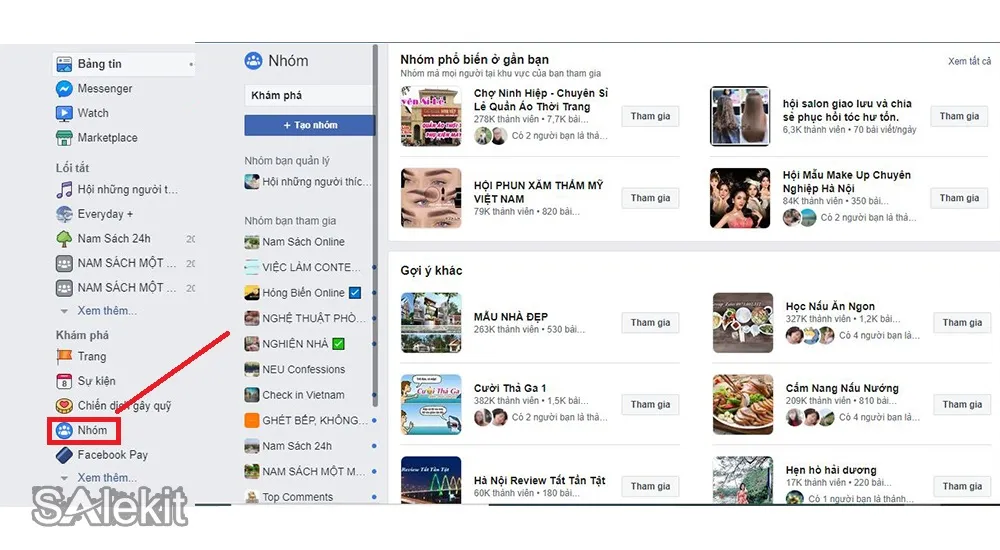 Giao diện chọn nhiều nhóm cùng lúc để chia sẻ bài viết, áp dụng cách chia sẻ bài viết lên nhóm facebook