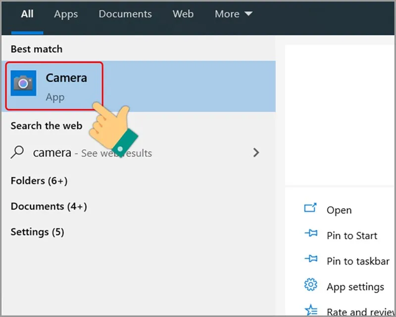 Giao diện cơ bản của ứng dụng Camera trên Windows 10