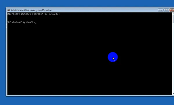 Giao diện Command Prompt trong môi trường phục hồi
