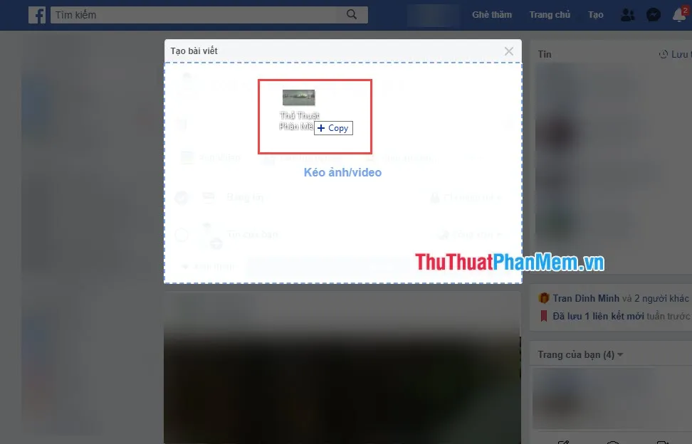 Giao diện đăng ảnh lên Facebook sau khi đã tối ưu metadata