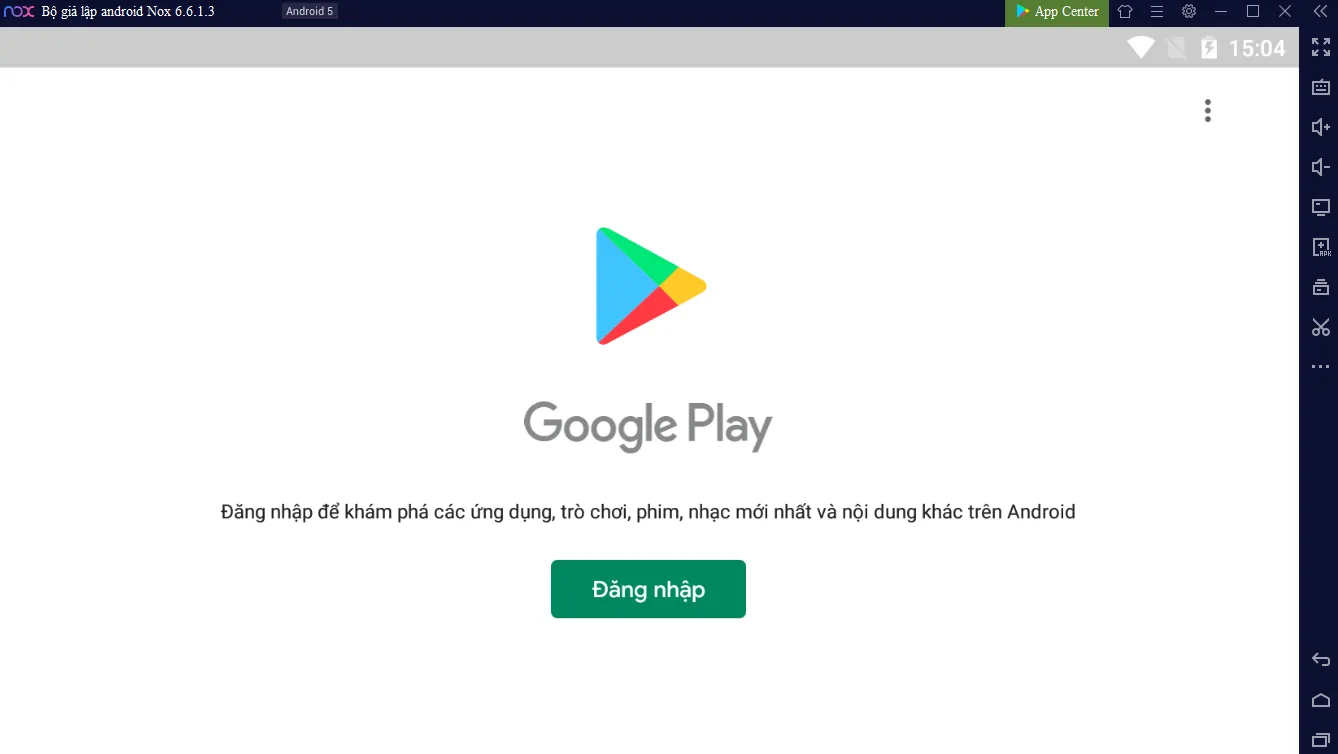 Giao diện đăng nhập tài khoản Google để truy cập CHPlay trên NoxPlayer