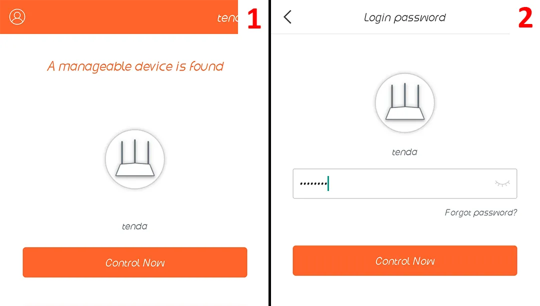Giao diện đăng nhập vào ứng dụng Tenda WiFi bằng mật khẩu quản trị