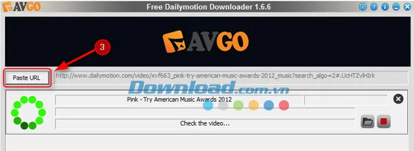 Giao diện Free Dailymotion Downloader hiển thị nút Paste URL để bắt đầu cách tải video từ dailymotion tốc độ cao