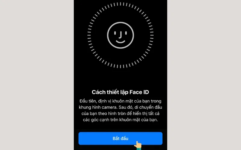 Giao diện hướng dẫn quét khuôn mặt thứ hai khi thực hiện cách cài Face ID 2 người